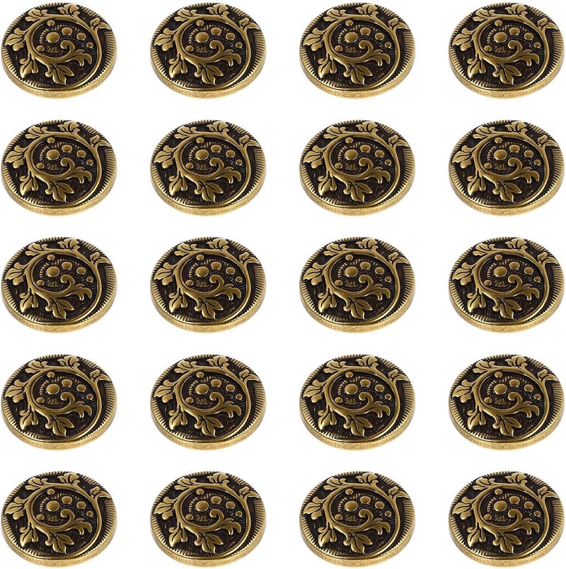 Uonlytech 20pcs Retro Round Shaped Alloy Suit Buttons for Coat and Skirt Sewing, Vintage Metal Clothing Replacement Buttons for School Uniforms and DIY Craft Accessories - Image 1
