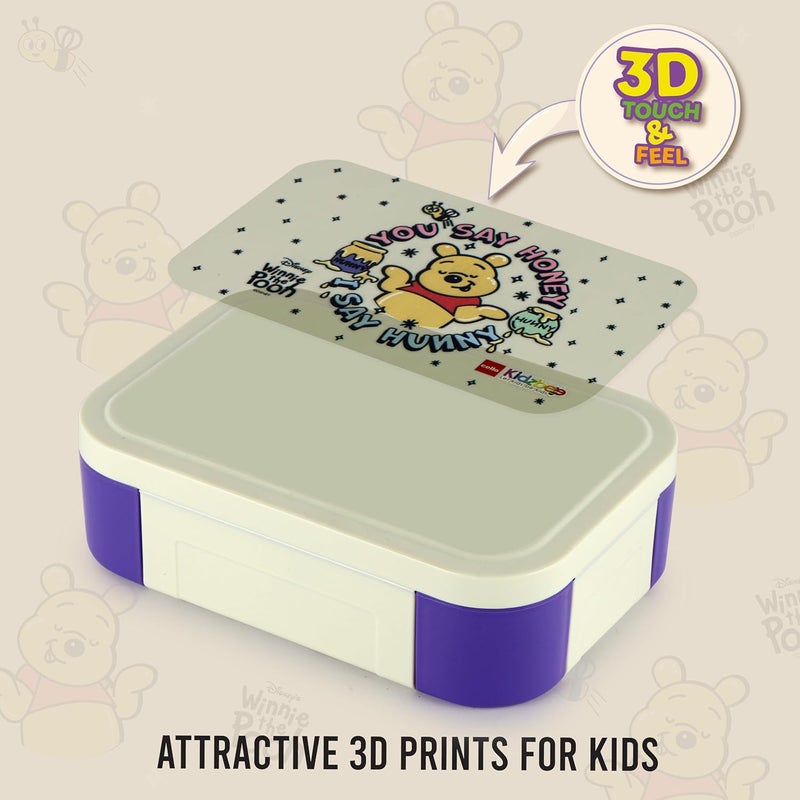 Cello CELLO Kidzbee Galaxy Hunny Bear Insulated Kids Lunch Box with Inner Steel Box Off White 3D Touch Feel Designs Tiffin Box Leak Proof Break Resistant Ideal for School Picnic  - Image 5