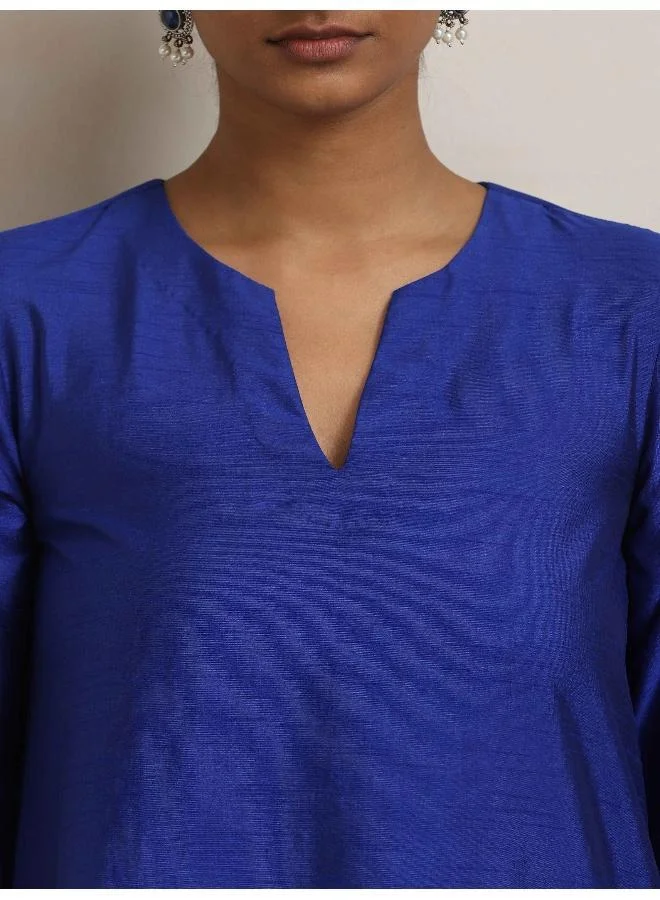 trueBrowns Blue Silk Kurta Co-ord Set