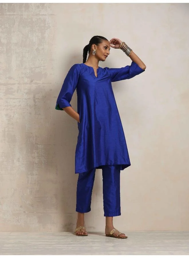 trueBrowns Blue Silk Kurta Co-ord Set