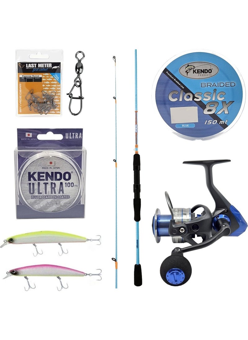 Yek Outdoor - Yekoutdoor Okuma Spin Fishing Rod Set Okuma Fuel Spin 2.44 cm 15-40 gr 2 Piece Spin Rod&okuma Safina Sw-X SNW-4000A 4+1bb Fishing Reel - Image 1