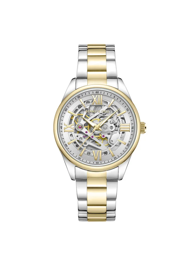 Silver Dial Stainless Steel Bracelet Multifunction Watch for Women, 36mm