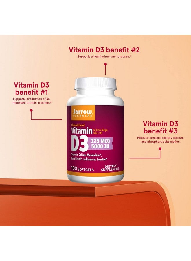 jarrow formulas Vitamin D3 5000 Iu (125 Mcg) 100 Servings (Softgels) Bone Health Immune Support & Calcium Metabolism Support Dietary Supplement Gluten Free - Image 5