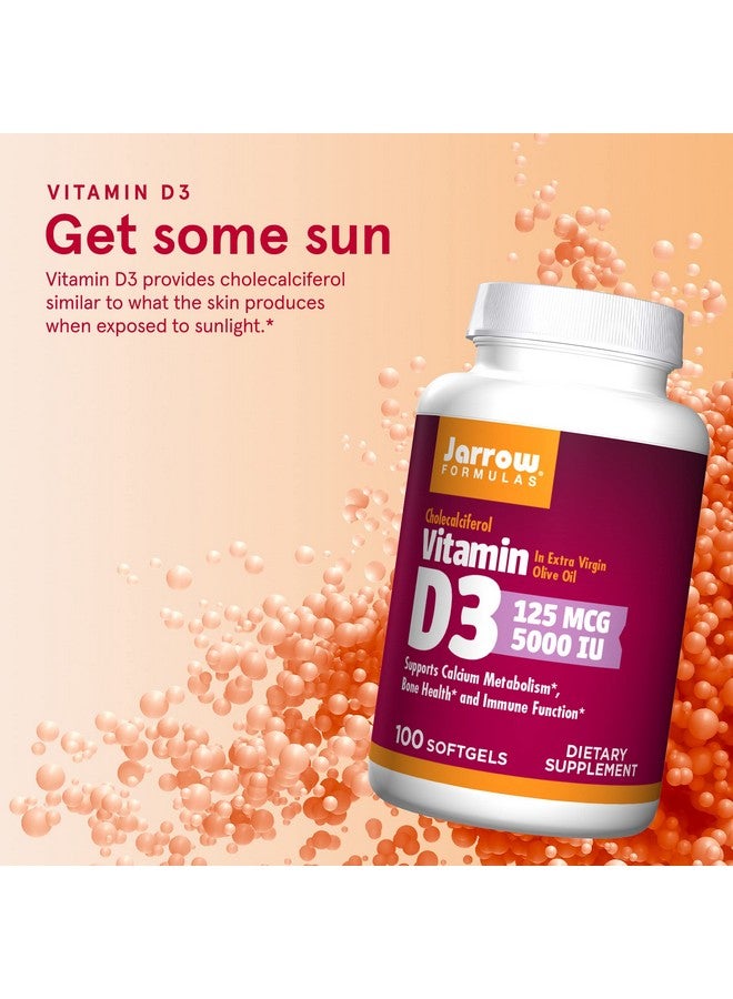 jarrow formulas Vitamin D3 5000 Iu (125 Mcg) 100 Servings (Softgels) Bone Health Immune Support & Calcium Metabolism Support Dietary Supplement Gluten Free - Image 4