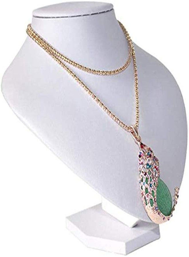 FRECI Necklace Display Stand Wooden Velvet Necklace Display Bust Stand Mannequin - Jewelry Holder for Necklaces Chain, Choker, Pendant White - 20x20x17cm - Image 5