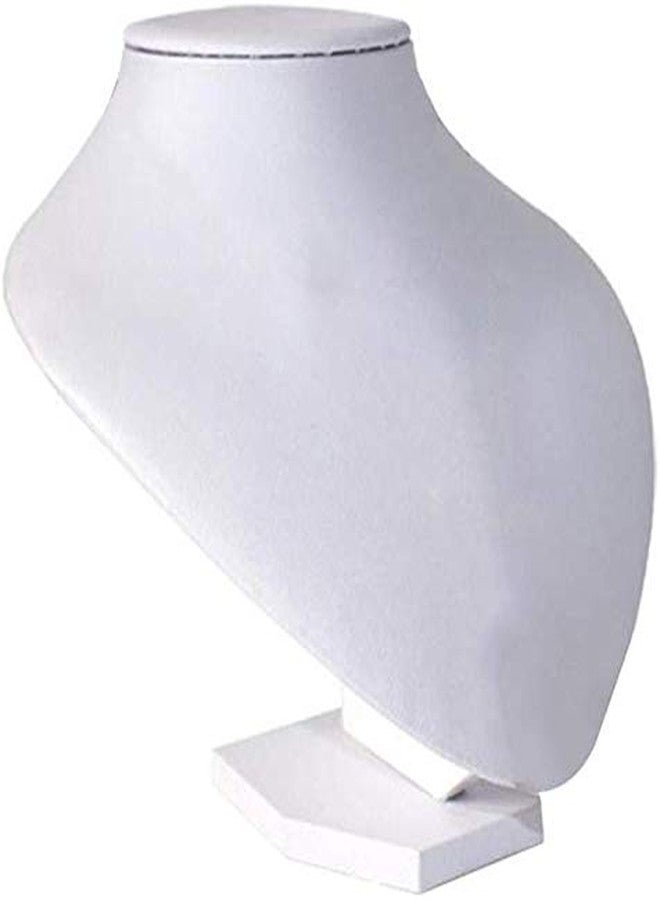 FRECI Necklace Display Stand Wooden Velvet Necklace Display Bust Stand Mannequin - Jewelry Holder for Necklaces Chain, Choker, Pendant White - 20x20x17cm - Image 4