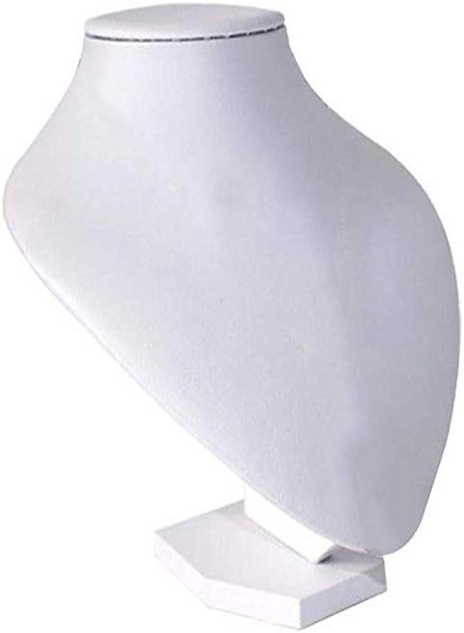 FRECI Necklace Display Stand Wooden Velvet Necklace Display Bust Stand Mannequin - Jewelry Holder for Necklaces Chain, Choker, Pendant White - 20x20x17cm - Image 1