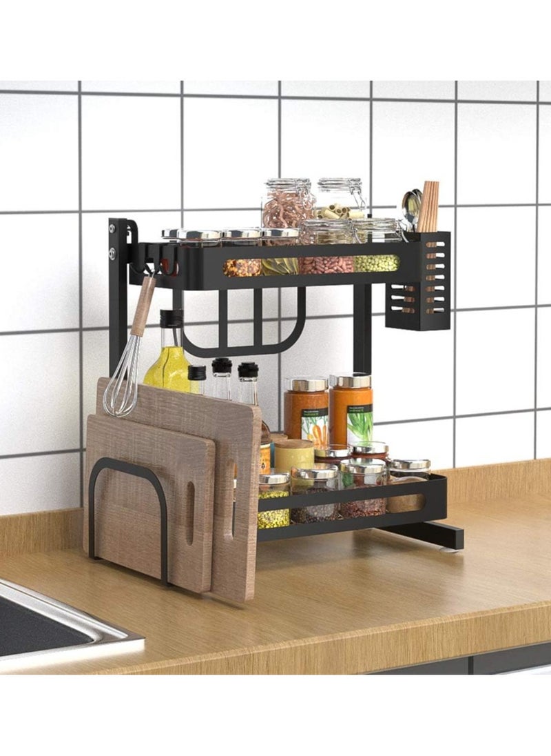 2-Tier Kitchen Rack Organizer, Standing Rack Kitchen Countertop Storage Organizer Shelf Holder
