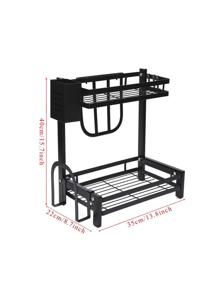 2-Tier Kitchen Rack Organizer, Standing Rack Kitchen Countertop Storage Organizer Shelf Holder