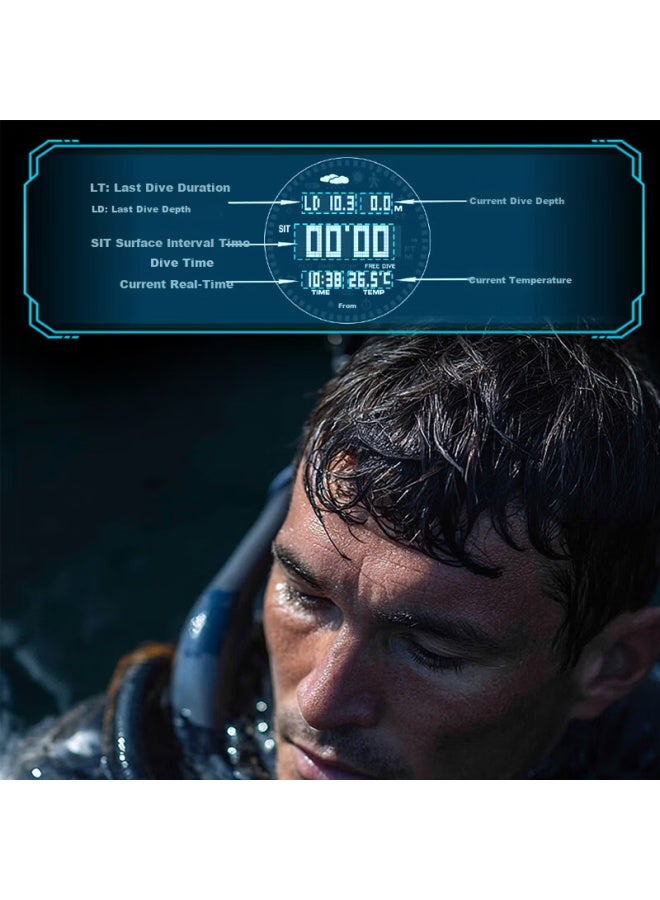NORTH EDGE ساعة رقمية للرجال من North Edge Freediving مع بوصلة، مقياس الارتفاع، مقياس الضغط، مقياس الحرارة، منبه، عداد خطوات، عداد السعرات الحرارية، مؤقت تنازلي - Image 1