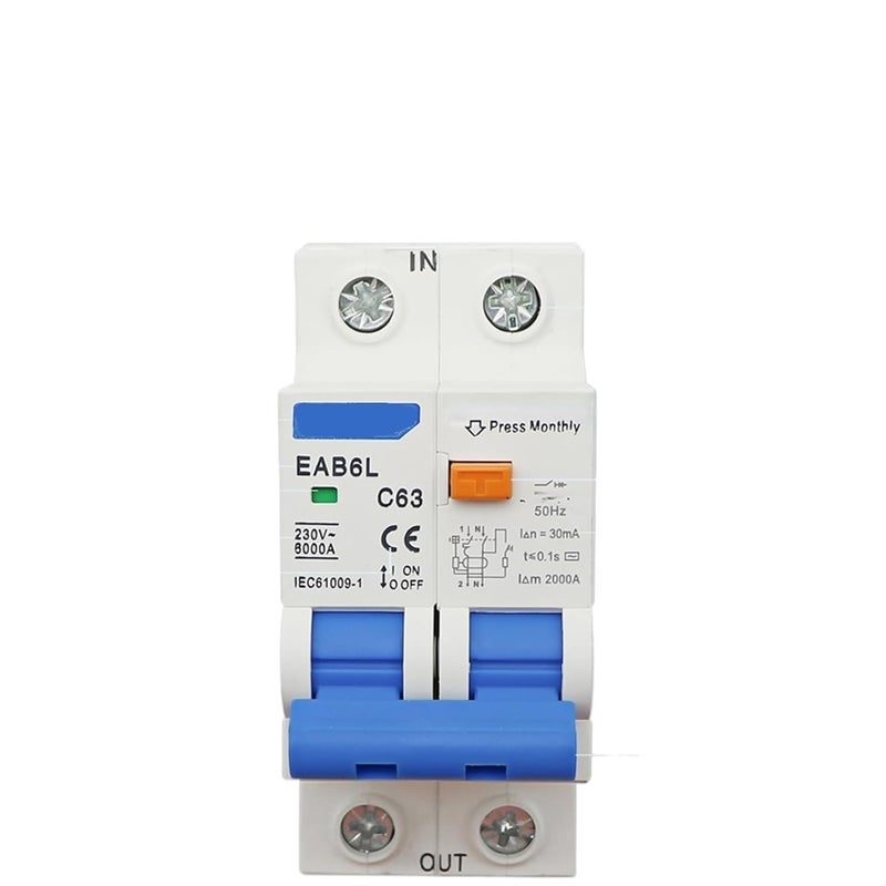 2P 20A RCBO Circuit Breaker 30mA Leakage Overload Short Circuit Protection - Image 4