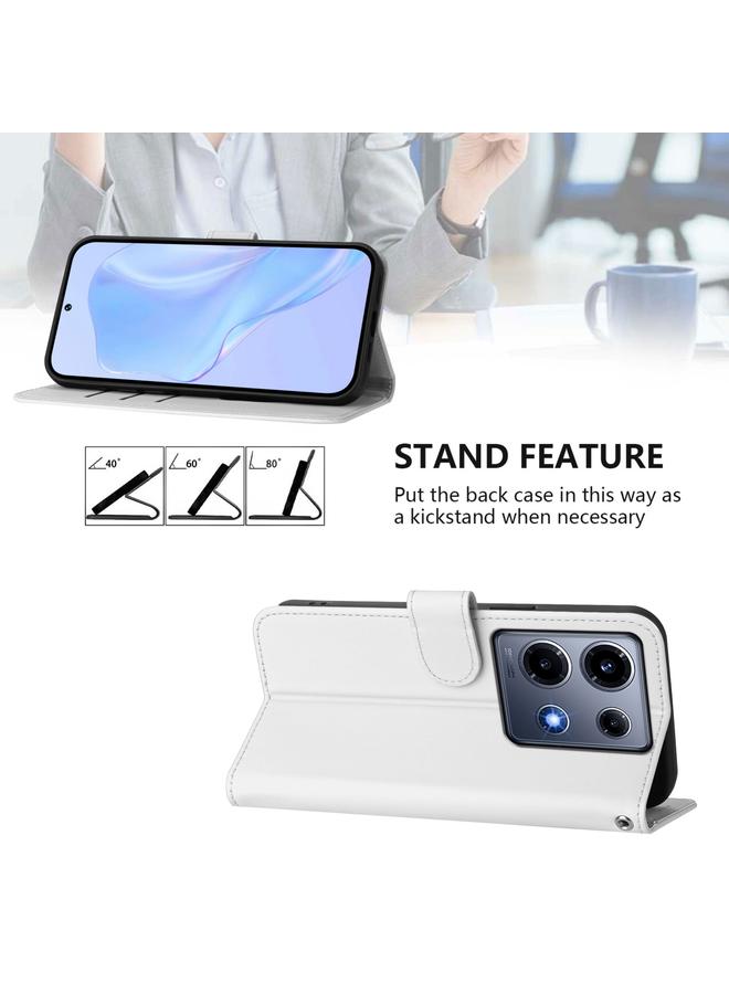 زبون جراب لهاتف Infinix Note 30 VIP مصنوع من الجلد بلون سادة مع حبل تعليق - Image 3