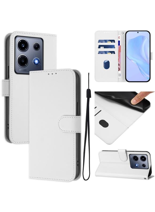 زبون جراب لهاتف Infinix Note 30 VIP مصنوع من الجلد بلون سادة مع حبل تعليق - Image 1