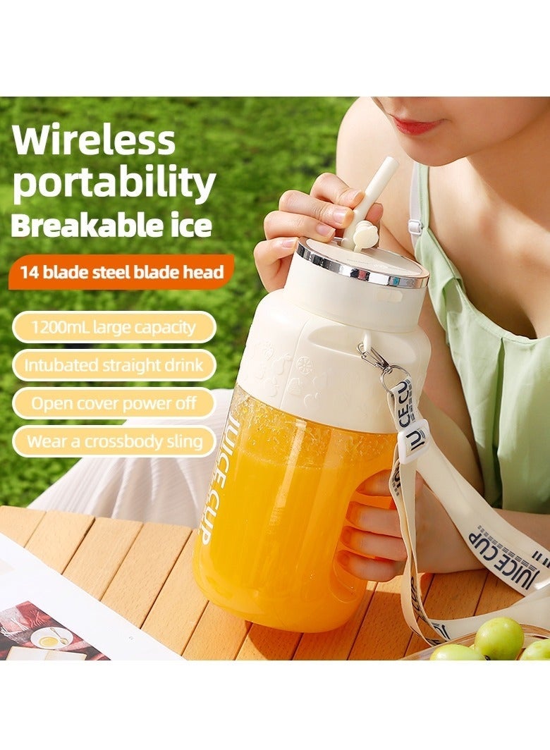 Portable Blender with Straw, 1200ML 40oz Juice Blender Bottle for Shakes & Smoothies, USB Rechargeable Mixer Juicer Cup for Camping, Travel, Business (Beige, K3) - Image 5