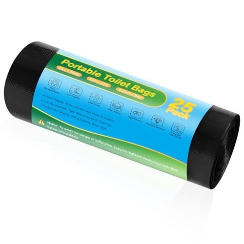 imodomio Portable Toilet Bags 25 PCS Camping Toilet Bags 8 Gallon Biodegradable Travel Potty Liners Thickened Camp Toilet Waste Bags for 5 Gallon Bucket Compostable Trash Bag - Image 1