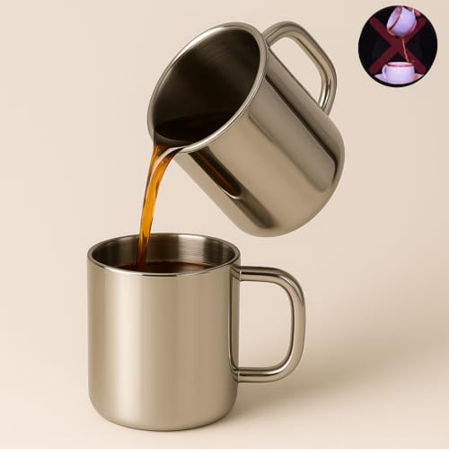 Human Hydro Stainless Steel Mugs – Set of 4 (240 ml Each) | Tea Cups & Coffee Mugs | Premium Rust-Free Steel, Spill-Proof, Dishwasher Safe - Image 5