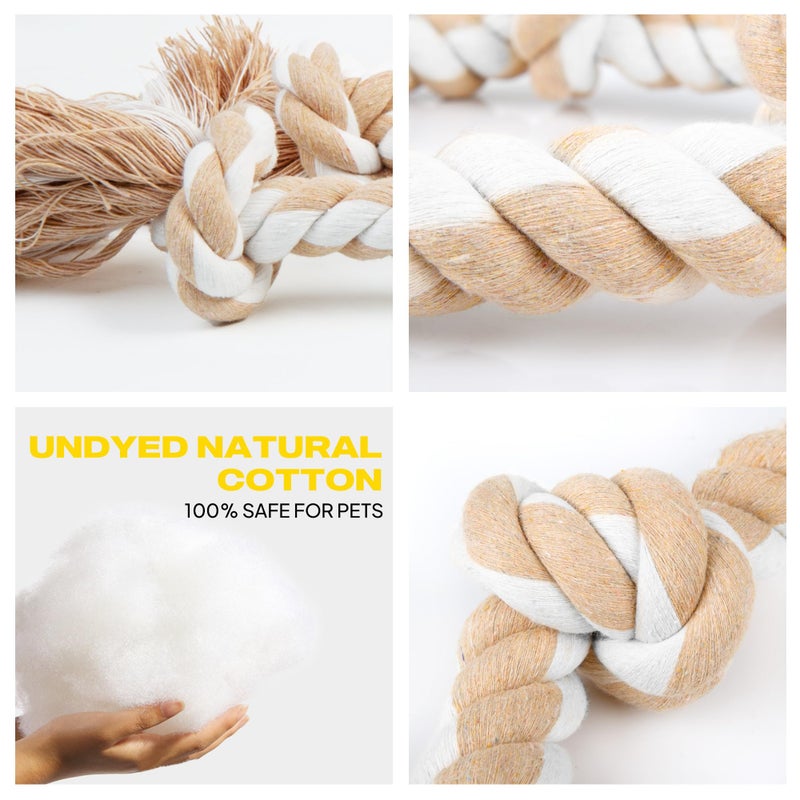 Fida Dog Rope Toys for Large/Medium Aggressive Chewers, Tough Rope Chew Toy,Natural Cotton 3 Knots - Image 4