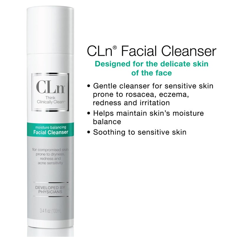 CLnÂ® Facial Cleanser - Hydrating Facial Cleanser with Glycerin, For Skin Prone to Dryness, Eczema, Redness, Irritation & Acne Sensitivity, Fragrance-Free & Paraben-Free, 3.4 fl. oz. - Image 4