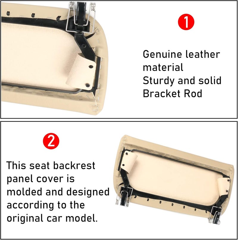 Jaronx Compatible with BMW Seat Back Pocket Cover for 5 Series F10 F11/7 Series F01 F02/X5 F15 /X6 F16, Genuine Leather Backseat Pocket Replacement, Driver Side/Passsenger Side Seat Pocket Cover-Beige - Image 5