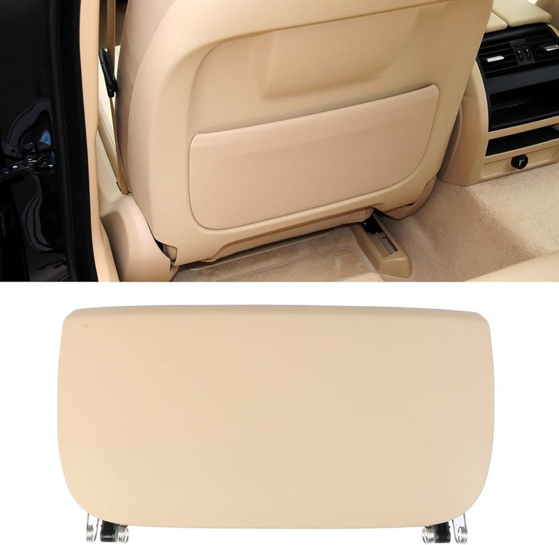 Jaronx Compatible with BMW Seat Back Pocket Cover for 5 Series F10 F11/7 Series F01 F02/X5 F15 /X6 F16, Genuine Leather Backseat Pocket Replacement, Driver Side/Passsenger Side Seat Pocket Cover-Beige - Image 1