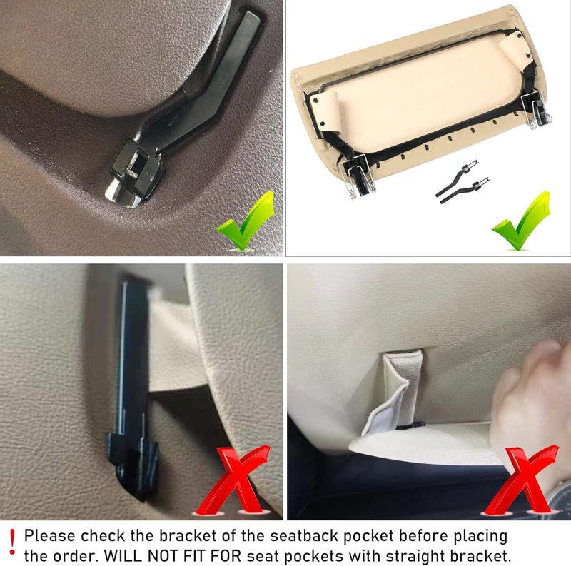 Jaronx Compatible with BMW Seat Back Pocket Cover for 5 Series F10 F11/7 Series F01 F02/X5 F15 /X6 F16, Genuine Leather Backseat Pocket Replacement, Driver Side/Passsenger Side Seat Pocket Cover-Beige - Image 4