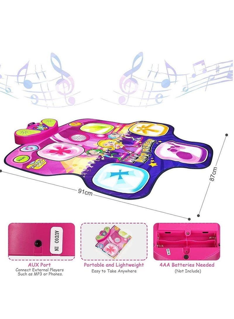 UKR Kids Dance Playmat – Interactive Musical Game with 5 Programs & 4 Rhythm Levels, Flashing Lights, Fun Dance Toy for Girls Ages 4-9, Electronic Floor Mat for Active Play & Gifts - Image 4