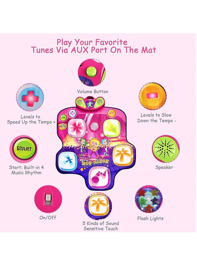UKR Kids Dance Playmat – Interactive Musical Game with 5 Programs & 4 Rhythm Levels, Flashing Lights, Fun Dance Toy for Girls Ages 4-9, Electronic Floor Mat for Active Play & Gifts - Image 2