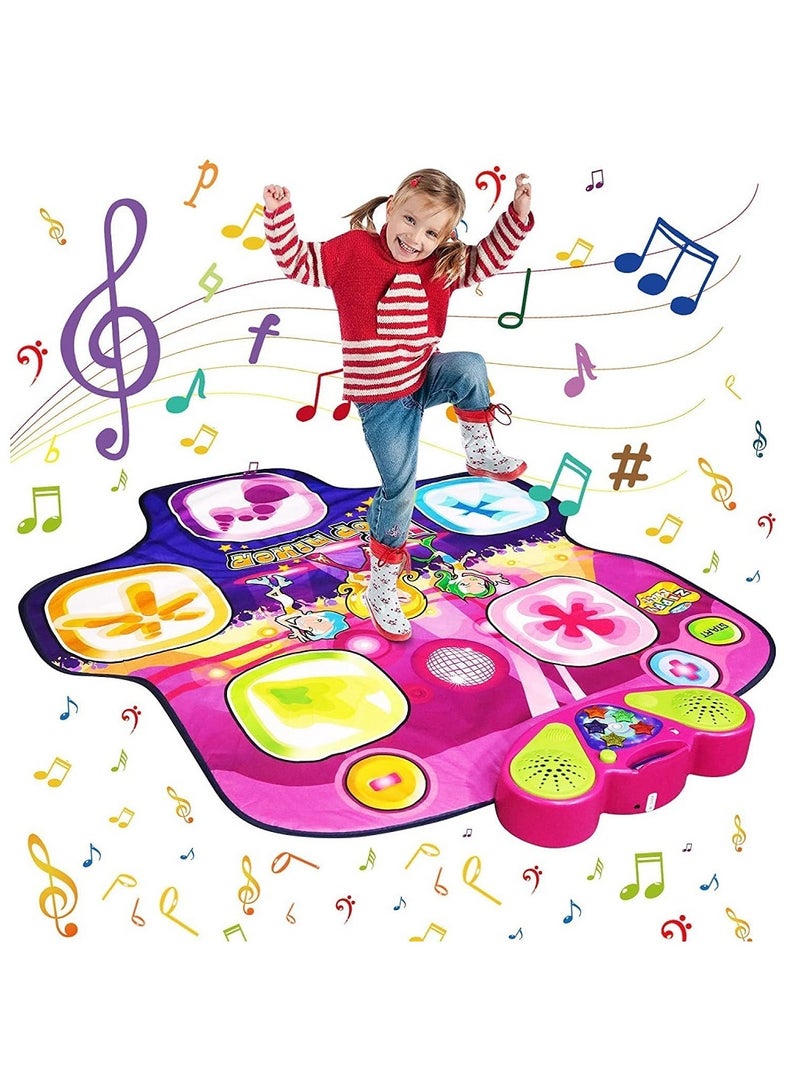 UKR Kids Dance Playmat – Interactive Musical Game with 5 Programs & 4 Rhythm Levels, Flashing Lights, Fun Dance Toy for Girls Ages 4-9, Electronic Floor Mat for Active Play & Gifts - Image 1
