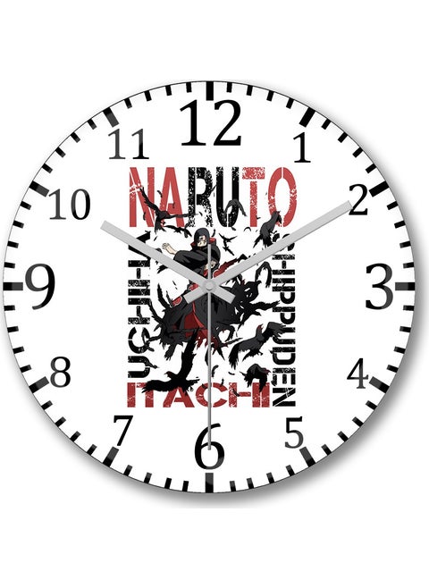 Print Shop Itachi Uchiha Naruto Shippuden Wall Clock Curved Real Glass