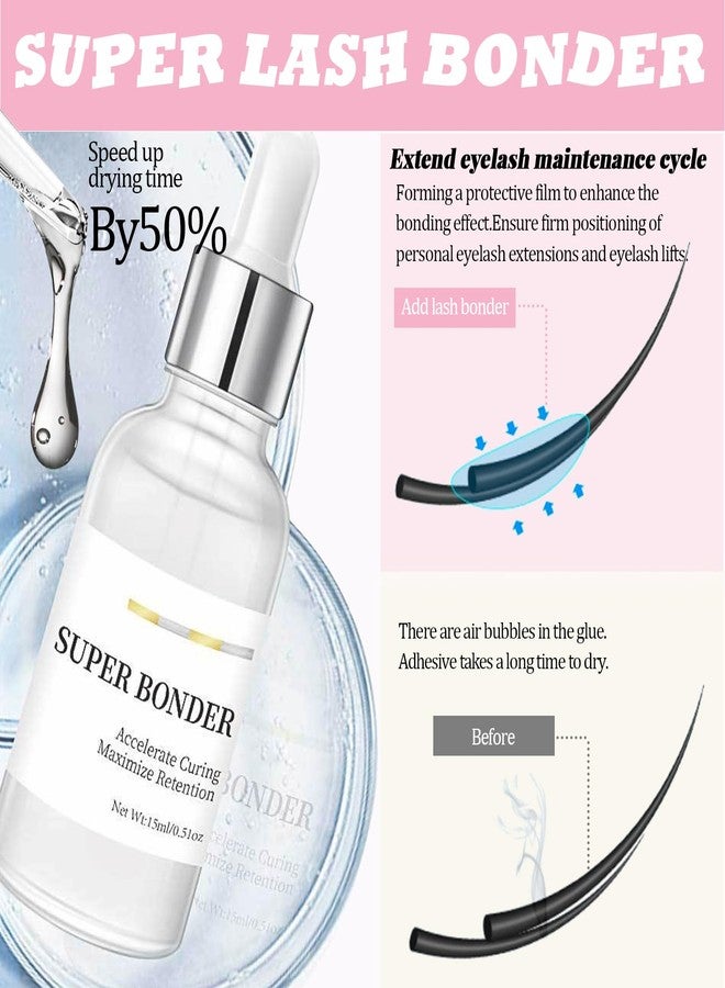 QUKLOGEN Super Lash Bonder Lash Glue Primer for Eyelash Extensions Kit Instant Cure Adhesive Companion 5 IN 1 Professional Use Only Lash Extension Supplies with Brush Tweezers Applicator - Image 3