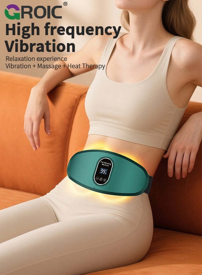 GROIC Slimming Belt, Abdominal Massager Portable Weight Loss Machine,Heating Pad for Period Cramps, Electric Waist Belt Device,Electric Fast Heating Belly Wrap Belt,Waist Vibration Massager(Green) - Image 4