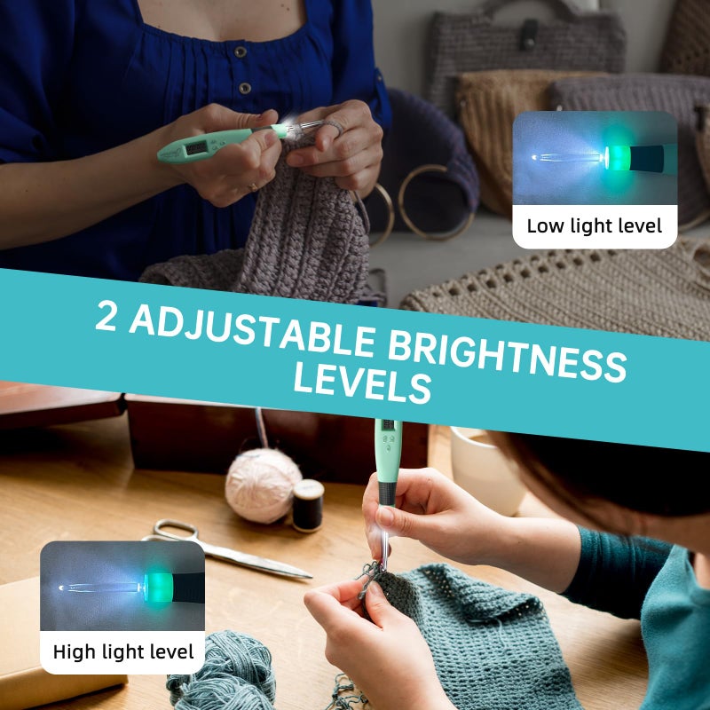 Jeciran 24 in 1 Light Up Crochet Hook Set,Lighted Crochet Hooks with Counter,Counting Crochet Hook for Stitch & Row Counter Micro Crochet Gifts with Case - Image 5
