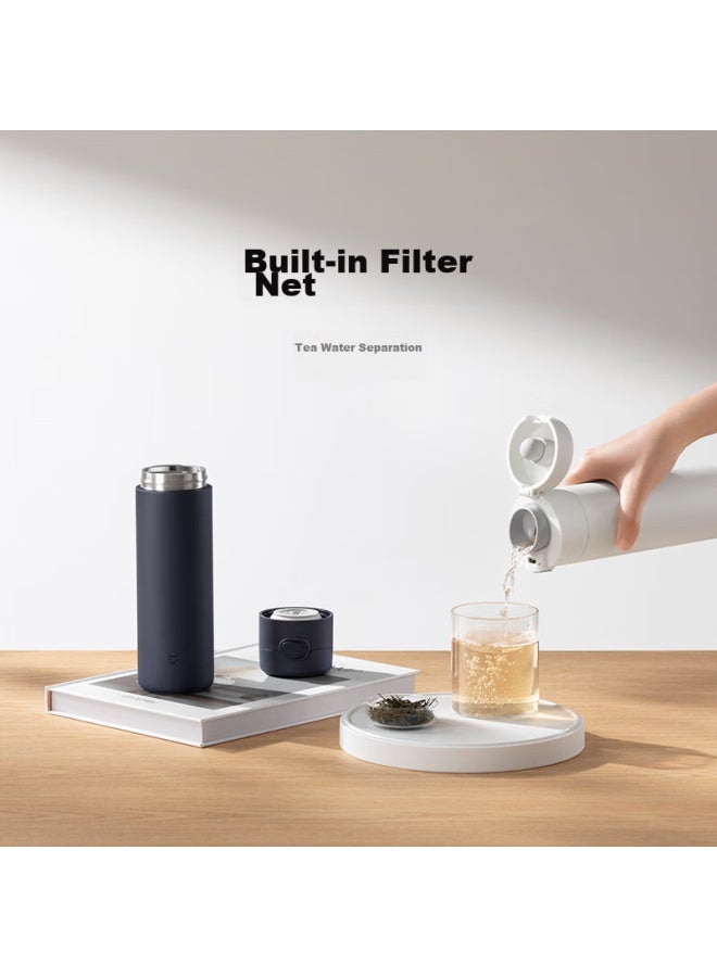 MIJIA كوب ميجيا المعزول بقمة قابلة للفتح، زجاجة ماء بسعة كبيرة، فولاذ مقاوم للصدأ 316ل، كوب للحفاظ على البرودة للرجال والنساء، 480مل باللون الأخضر من الخيزران - Image 3