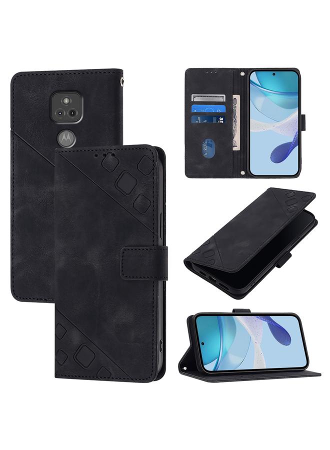 S-TOP Case For Motorola Moto G Play 2021 Skin Feel Embossed Leather Phone Case - Image 1