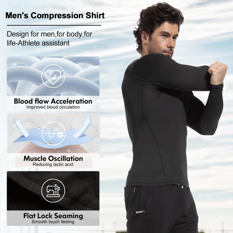 CL convallaria 4 Pack Compression Shirts Men Long Short Sleeve Cooling Dry Rash Guard Athletic Workout T Shirt for Sports - Image 3