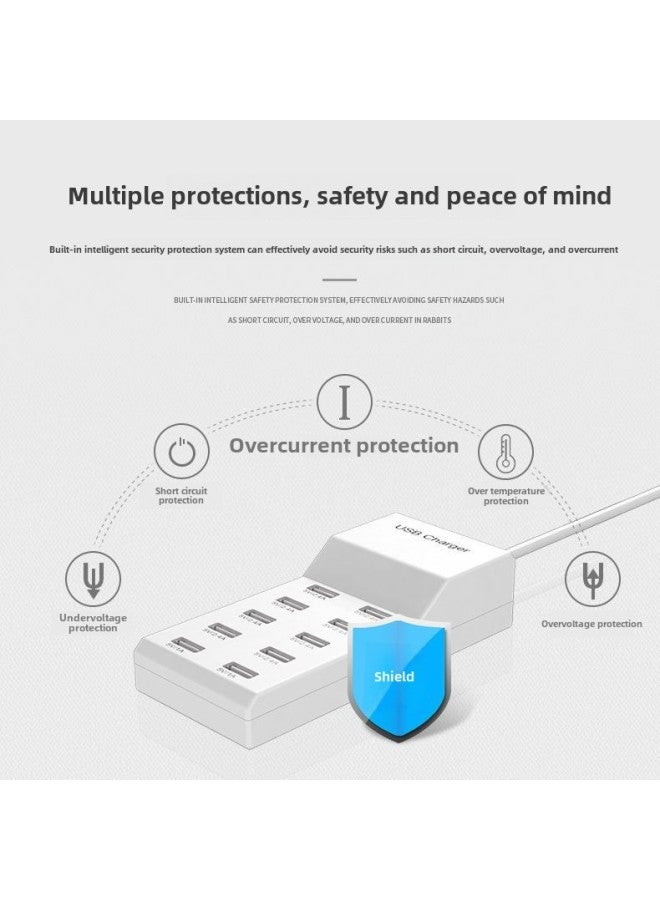 Multi-Port Mobile Phone Charger 5v2.4a Universal Intelligent Fast Charging Charging Station Usb Multi-hole Charger Manufacturer Direct Batch-Color:European Gauge (white) - Image 4