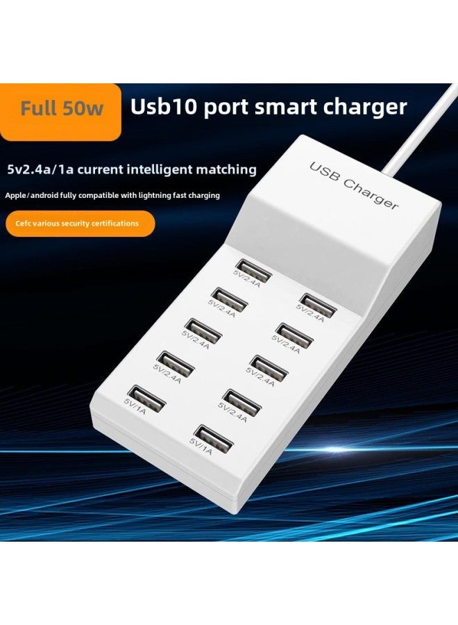Multi-Port Mobile Phone Charger 5v2.4a Universal Intelligent Fast Charging Charging Station Usb Multi-hole Charger Manufacturer Direct Batch-Color:European Gauge (white) - Image 1