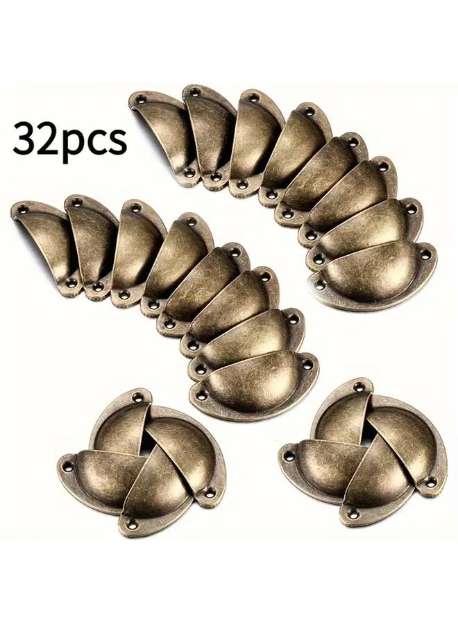 32 Pcs Vintage Doorknobs Iron Cabinet Handles With Screws Antique Furniture Pulls - Image 1