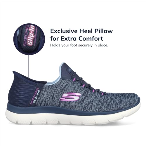 SKECHERS أحذية سكيشرز النسائية سوماتس بدون استخدام اليدين - نعل ميموري فوم، وسادة كعب، مواد نباتية، أزرق بنفسجي، 8 عريض - Image 5