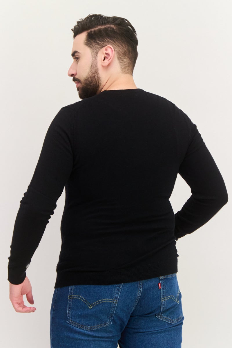 Sorbino سويت شيرت رجالي بأكمام طويلة وياقة دائرية، أسود - Image 3