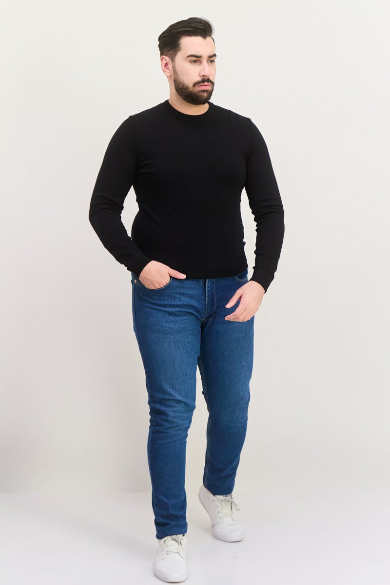 Sorbino سويت شيرت رجالي بأكمام طويلة وياقة دائرية، أسود - Image 4