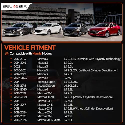 BELKEBIR Set of 4 Ignition Coil Packs & Iridium Spark Plugs Compatible with 2.0L 2.5L 2012-2019 Mazda 3, 2016-2018 3 Sport, 2014-2017 Mazda 6, 2016-2020 CX-3, 2013-2018 CX-5, 2016-2018 MX-5 Miata Replace UF656 - Image 2