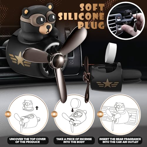 LEGLO Car Vent Clips - Bear Pilot Car Air Freshener Vent Clip with Rotating Propeller, Durable and Easy to Install, 2.1"x2.5"x2.4" Versatile Size, 2 Aroma Tablets Included, Adds a Playful Touch to Interior - Image 4