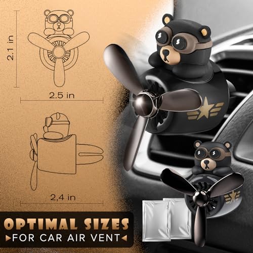 LEGLO Car Vent Clips - Bear Pilot Car Air Freshener Vent Clip with Rotating Propeller, Durable and Easy to Install, 2.1"x2.5"x2.4" Versatile Size, 2 Aroma Tablets Included, Adds a Playful Touch to Interior - Image 2