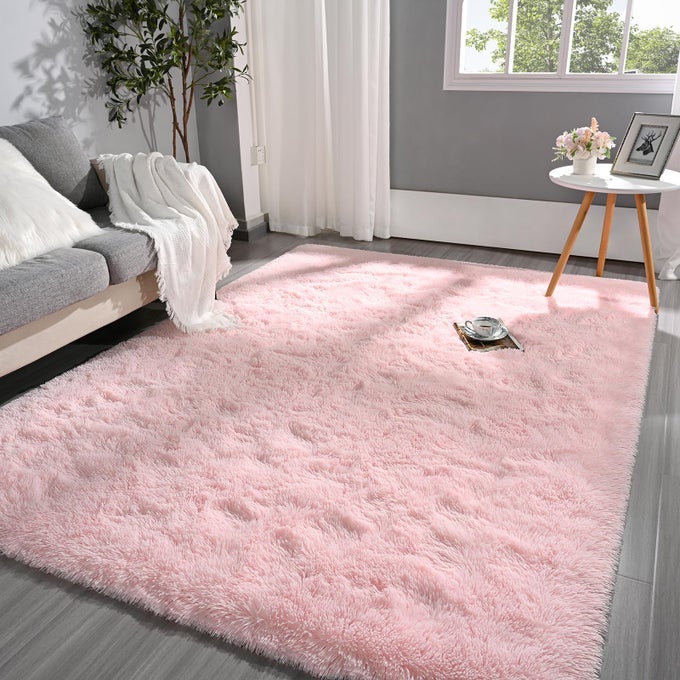FLUFFY PINK RUG FOR BEDROOM LIVING ROOM 5X8 FEET SUPER SOFT SHAGGY PLUSH FUZZY RUGS FOR GIRLS KIDS BOYS NONSLIP AND WASHABLE RUG FOR NURSERY CLASSROOM CARPET FOR ROOMS DECOR