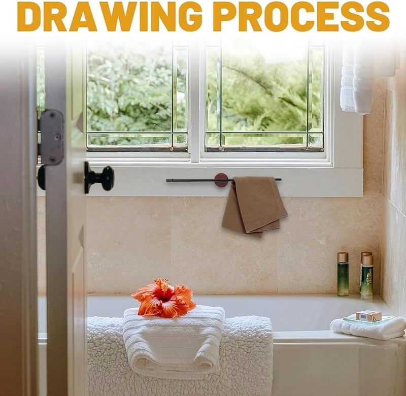 Wooden Base Wall Mounted Movable Towel Bar Rack Space Saving Organizer For Bathroom Kitchen - Image 3