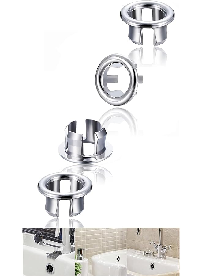 The Bros Sink Overflow Ring Set for Kitchen Bathroom Vanity Basin Drain Hole Covers - Easy Installation, 4 Pieces - Image 1