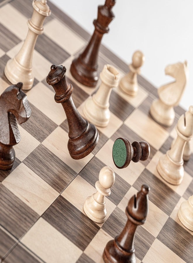 A&A 15 inch Wooden Magnetic Chess & Checkers Set for Adults / 3 inch King Height Unique Chess Pieces / 2 Extra Queens / 2 in 1 Chess Board Game… - Image 4