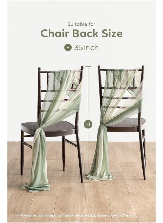 Ling's moment - Wedding Chiffon Chair Sashes Cover Aisle Decorations Draping Fabric Wrinkle-Free With Tie 16 Pcs Sage & Milky Green For Party Ceremony Reception Floral Arrangement Banquet Outdoor Decor - Image 1