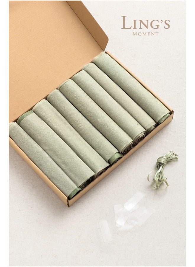 Ling's moment - Wedding Chiffon Chair Sashes Cover Aisle Decorations Draping Fabric Wrinkle-Free With Tie 16 Pcs Sage & Milky Green For Party Ceremony Reception Floral Arrangement Banquet Outdoor Decor - Image 1